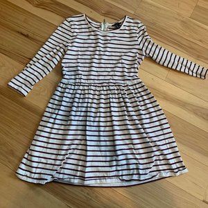 White and maroon striped long sleeve dress